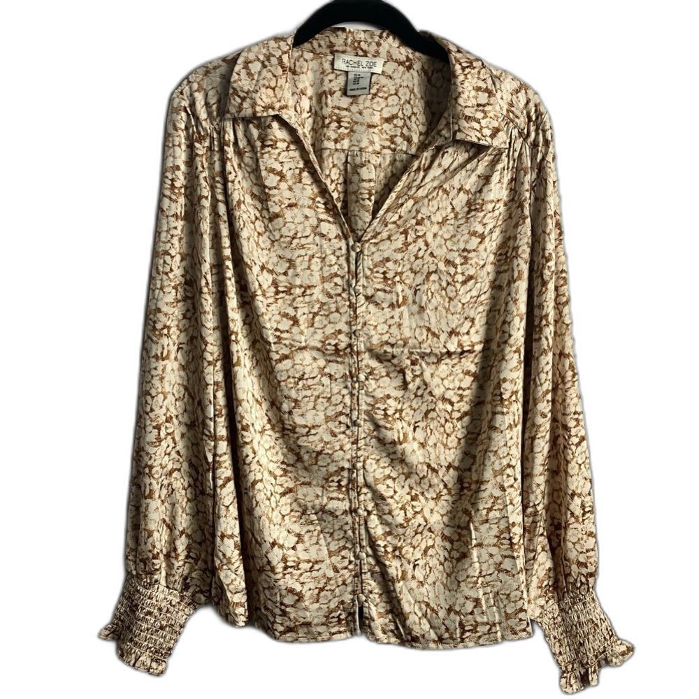 Rachel Zoe Satin Button Front Blouse